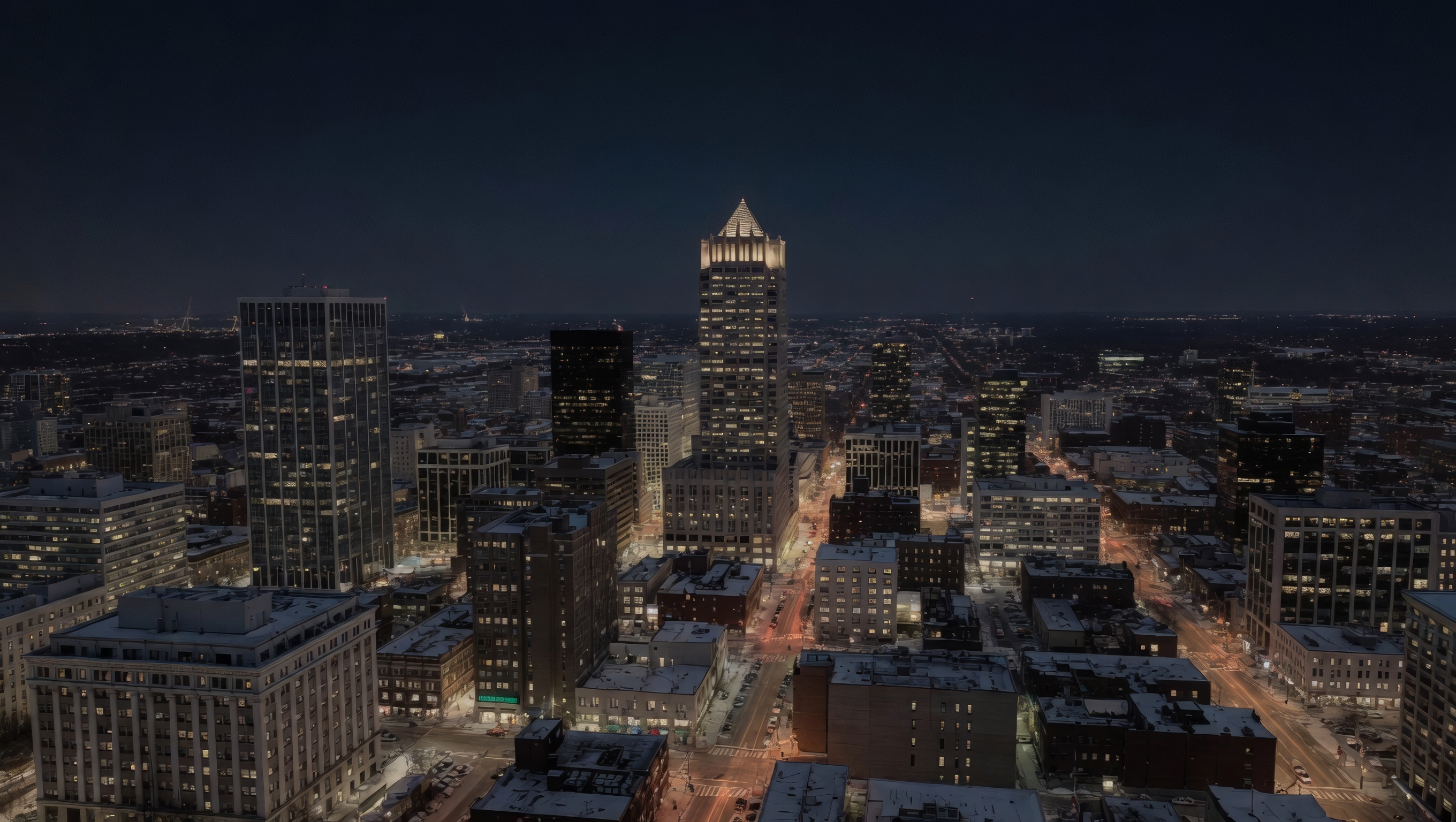 After — same city, realistic night, soft ambient lighting